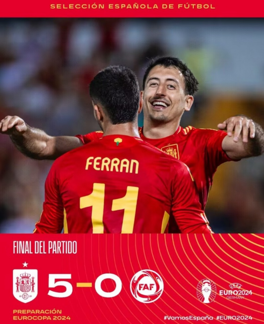 友谊赛-奥亚萨瓦尔戴帽佩雷斯&费兰传射 西班牙5-0轻取安道尔