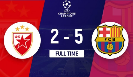 欧冠-巴萨5-2红星各赛事7连胜!孔德助攻戴帽莱万双响拉菲传射 欧冠-巴萨5-2红星各赛事7连胜!孔德助攻戴帽莱万双响拉菲传射