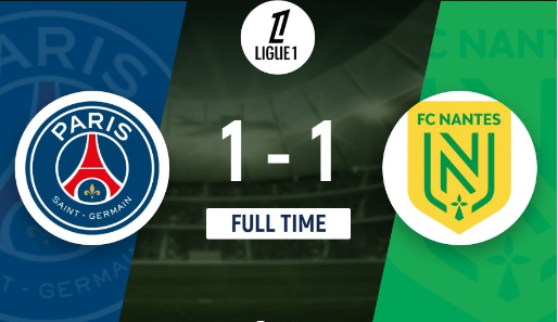 法甲-巴黎1-1南特终结联赛5连胜仍领跑 阿什拉夫破门李刚仁中柱