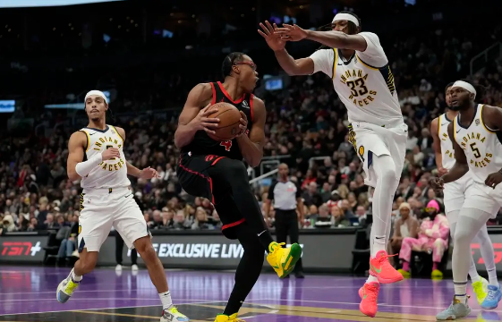 巴恩斯35+9 巴雷特29+9 哈利伯顿30+6 猛龙力克步行者