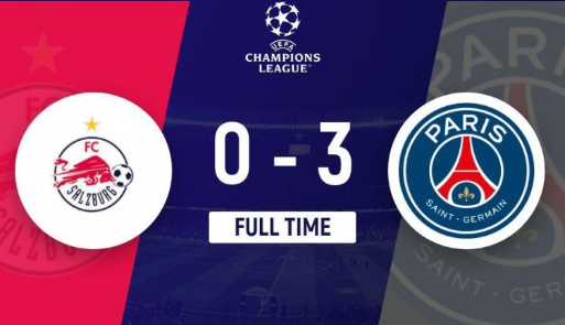 欧冠-巴黎3-0萨尔茨堡红牛近四场首胜 杜埃传射 阿什拉夫助攻双响