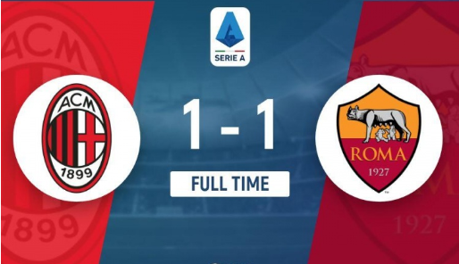 意甲-AC米兰1-1罗马 丰塞卡染红 赖因德斯破门