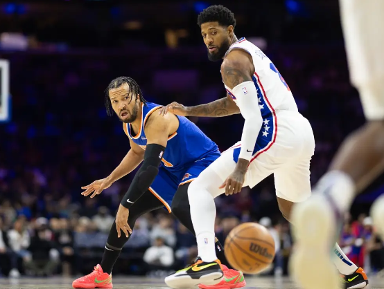 布伦森38+5 乔治26+6 马克西23+6+6 尼克斯加时胜76人