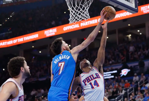 杰林三双 SGA缺阵 格莱姆斯28分 雷霆大胜76人锁定西北区冠军