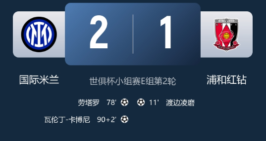 世俱杯-国米2-1逆转送浦和出局 劳塔罗勾射破门 卡博尼制胜